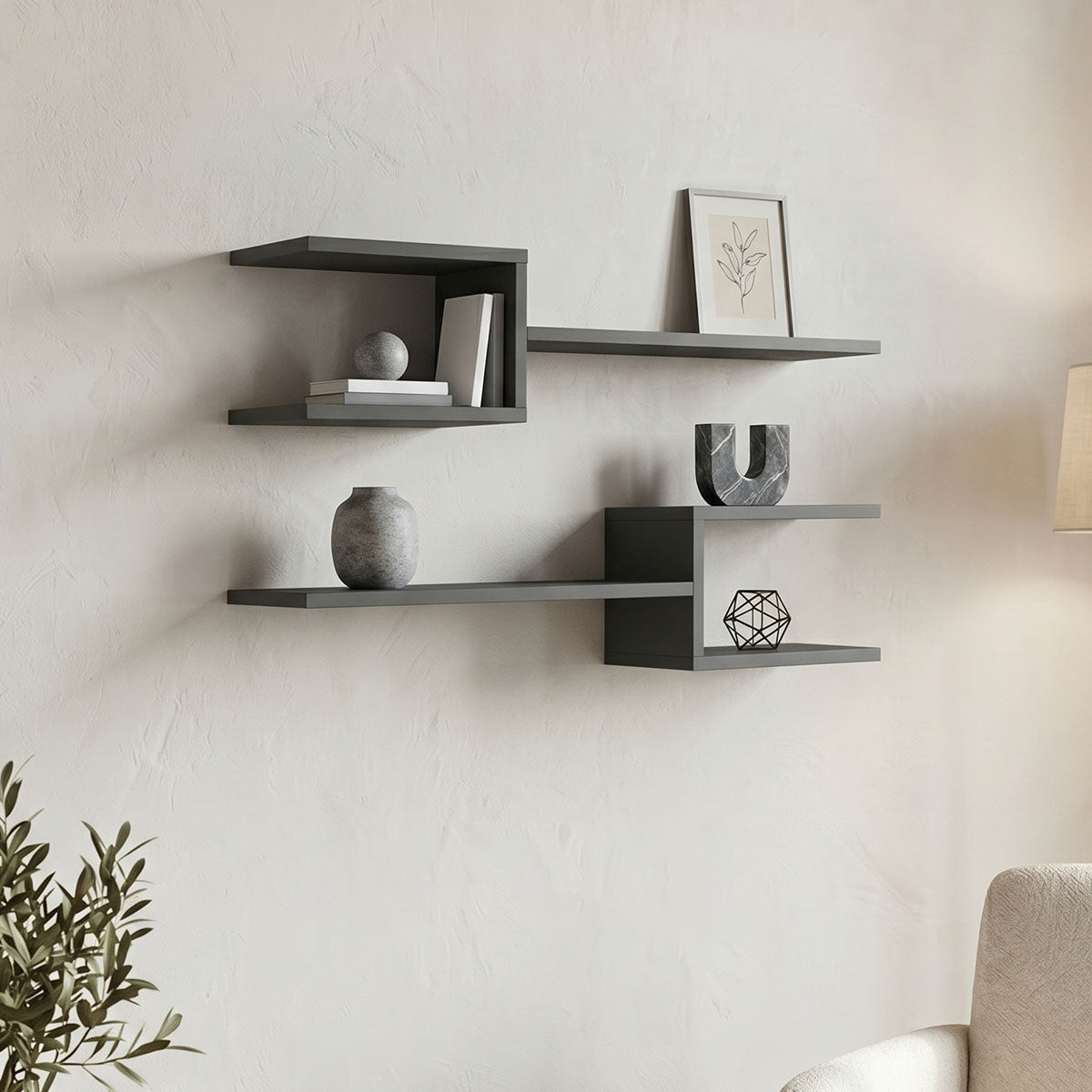 Ραφιέρα τοίχου Galler  ανθρακί 79x19.5x18εκ - Pakobazaar