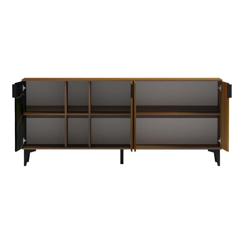 Μπουφές Riba  καρυδί-μαύρη όψη μαρμάρου 180x40x78εκ - Pakobazaar