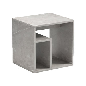 Βοηθητικό τραπέζι Doublo  γκρι μπεζ μαρμαρου 40x35x40εκ - Pakobazaar
