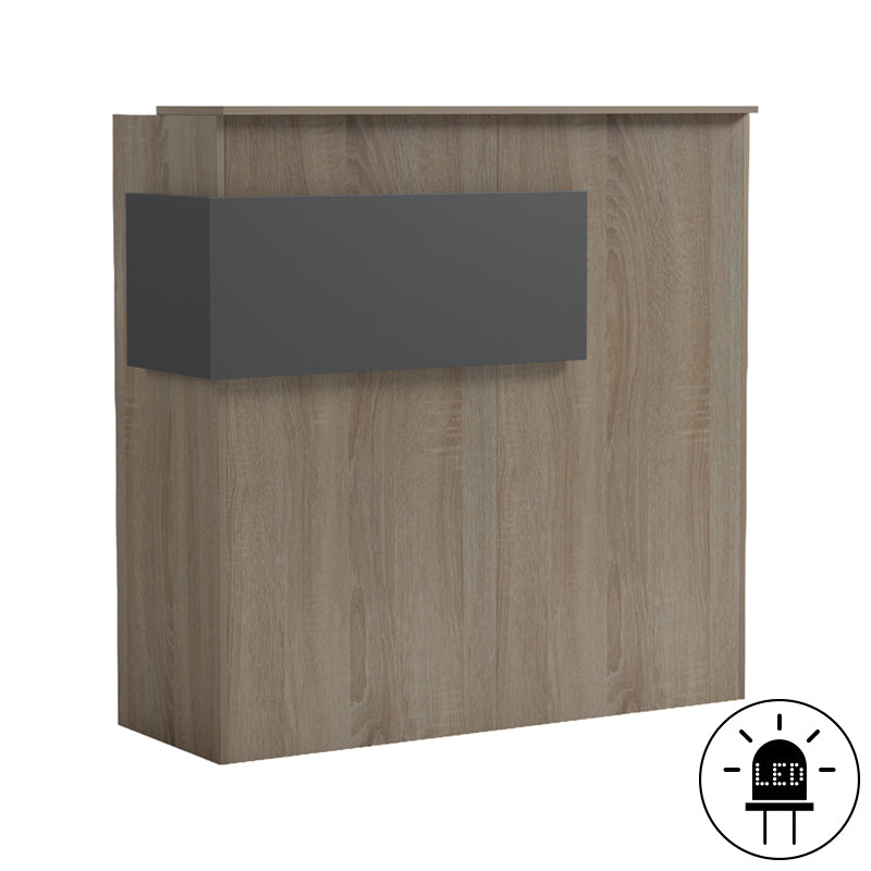 Γραφείο reception Optima  με led sonoma-ανθρακί 110x40x110εκ - Pakobazaar