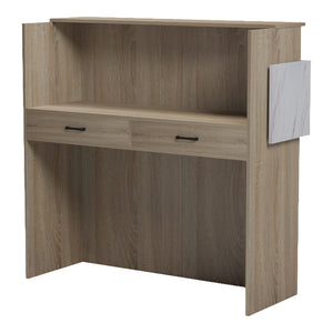 Γραφείο reception Optima  με led sonoma-λευκή όψη μαρμάρου 110x40x110εκ - Pakobazaar