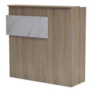 Γραφείο reception Optima  με led sonoma-λευκή όψη μαρμάρου 110x40x110εκ - Pakobazaar
