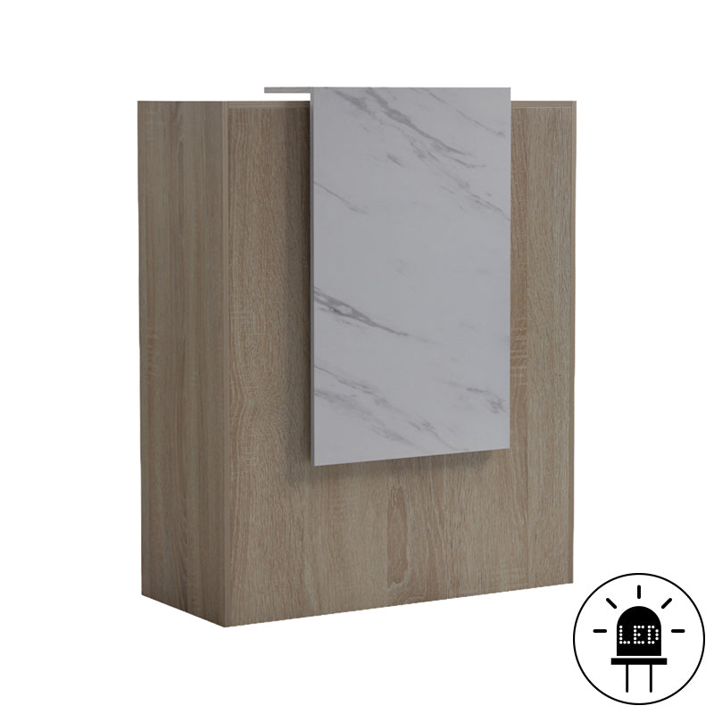 Γραφείο reception Zowel  με led sonoma-λευκή όψη μαρμάρου 90x40x110εκ - Pakobazaar