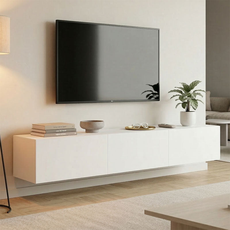 Έπιπλο τηλεόρασης επιτοίχιο με Led Rival  λευκό 180x35x30εκ - Pakobazaar