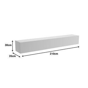 Έπιπλο τηλεόρασης επιτοίχιο με Led Rival  λευκό 210x35x30εκ - Pakobazaar