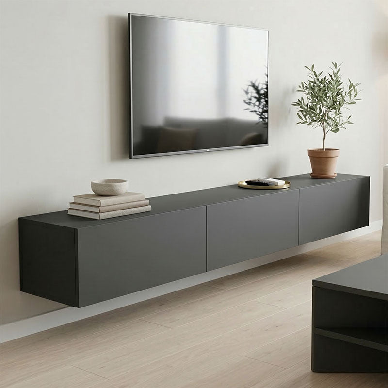 Έπιπλο τηλεόρασης επιτοίχιο με Led Rival  λευκό 210x35x30εκ - Pakobazaar