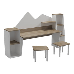 Παιδικό γραφείο με σκαμπο Dualto  sonoma-λευκό 180x30x93.6εκ - Pakobazaar
