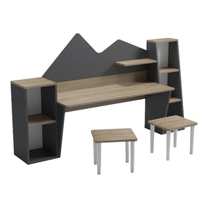 Παιδικό γραφείο με σκαμπο Dualto  sonoma-ανθρακί 180x30x93.6εκ - Pakobazaar