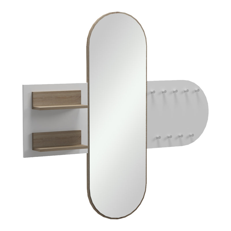 Κρεμάστρα με καθρέπτη Baunty  sonoma-λευκό 125x11x122εκ - Pakobazaar
