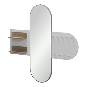 Κρεμάστρα με καθρέπτη Baunty  sonoma-λευκό 125x11x122εκ - Pakobazaar