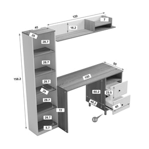Σύνθεση γραφείου Kontor  sonoma-λευκό 160x50x158,2εκ - Pakobazaar