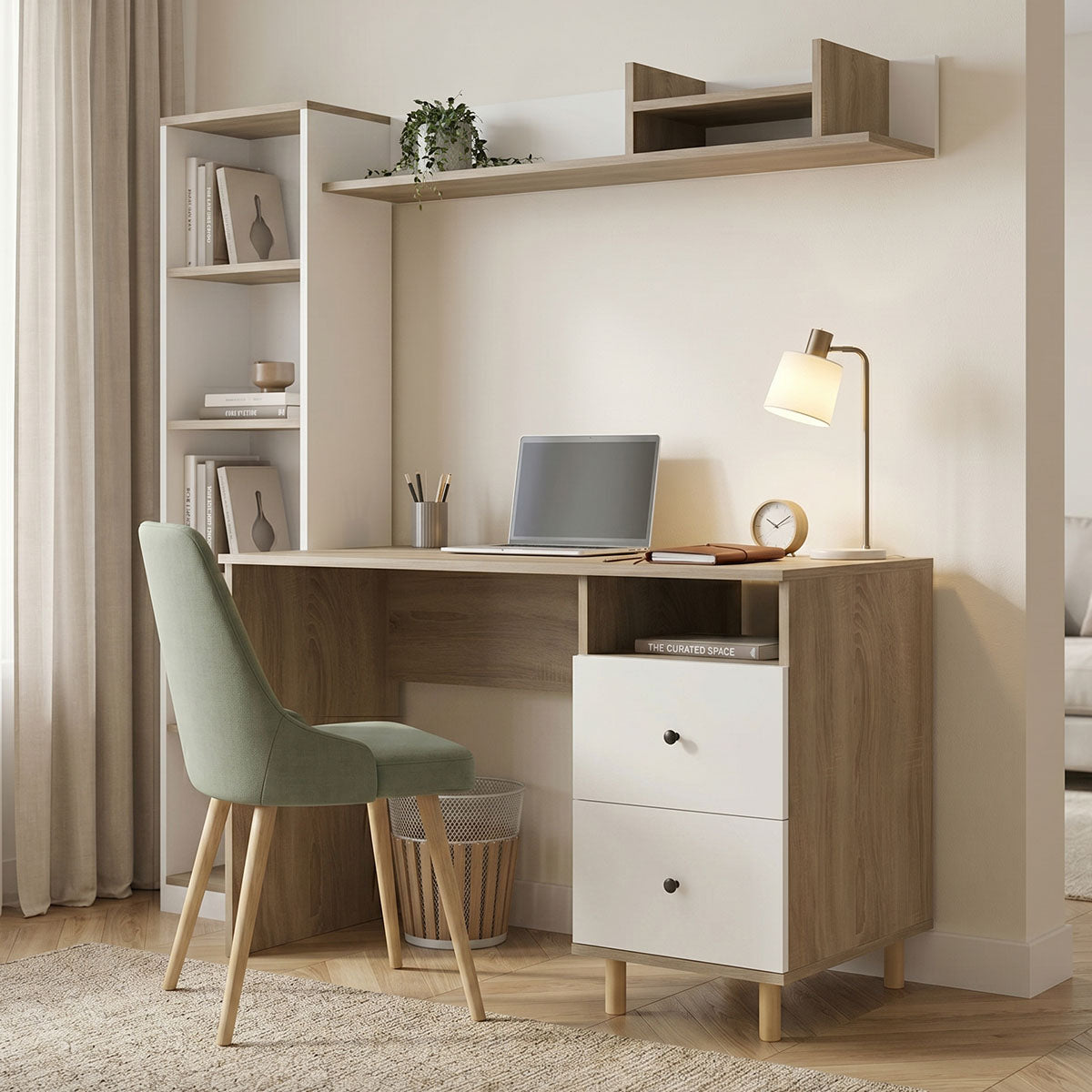 Σύνθεση γραφείου Kontor  sonoma-λευκό 160x50x158,2εκ - Pakobazaar