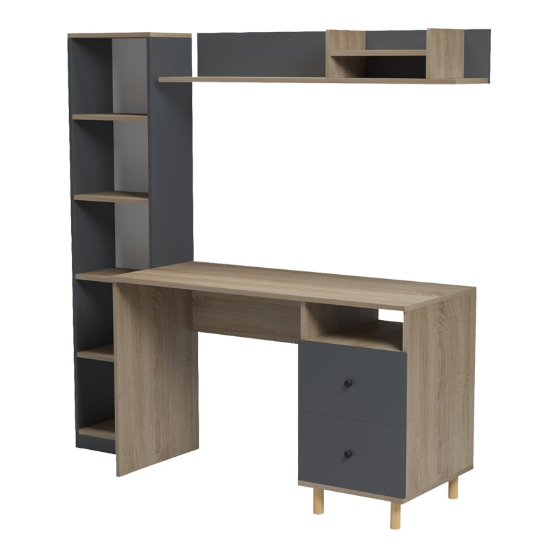 Σύνθεση γραφείου Kontor  sonoma-ανθρακί 160x50x158,2εκ - Pakobazaar