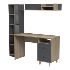 Σύνθεση γραφείου Kontor  sonoma-ανθρακί 160x50x158,2εκ - Pakobazaar