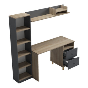 Σύνθεση γραφείου Kontor  sonoma-ανθρακί 160x50x158,2εκ - Pakobazaar