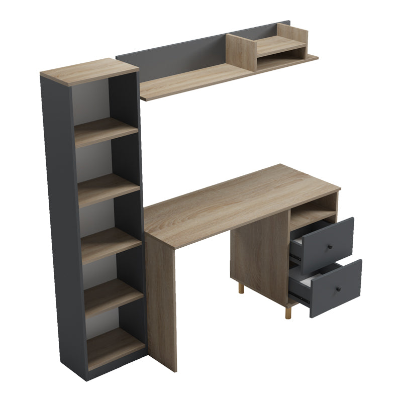 Σύνθεση γραφείου Kontor  sonoma-ανθρακί 160x50x158,2εκ - Pakobazaar