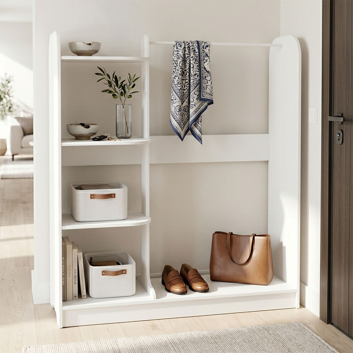 Έπιπλο εισόδου Pamesa  λευκό 130x40x135εκ - Pakobazaar