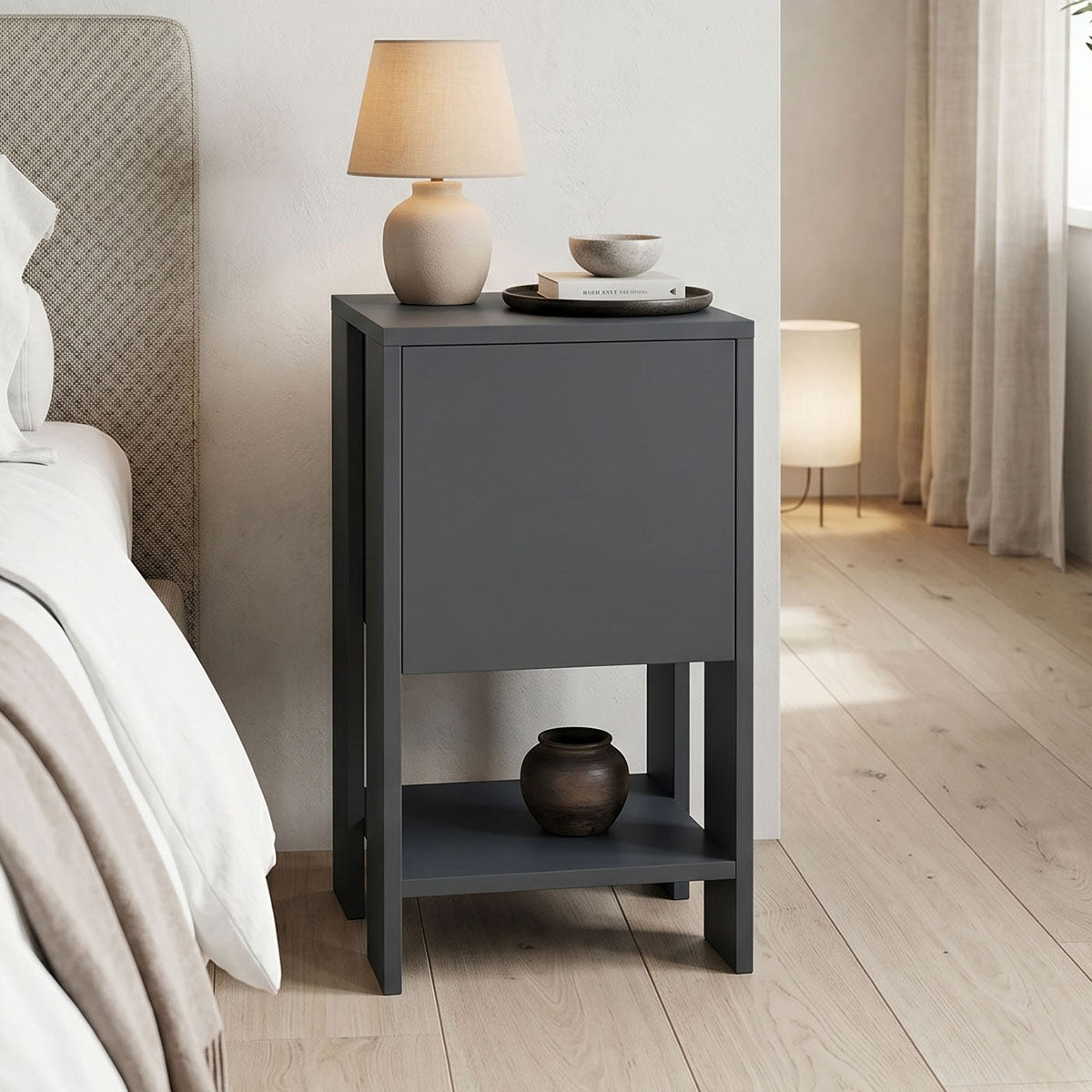 Κομοδίνο Reppo  ανθρακί 30x30x55εκ - Pakobazaar