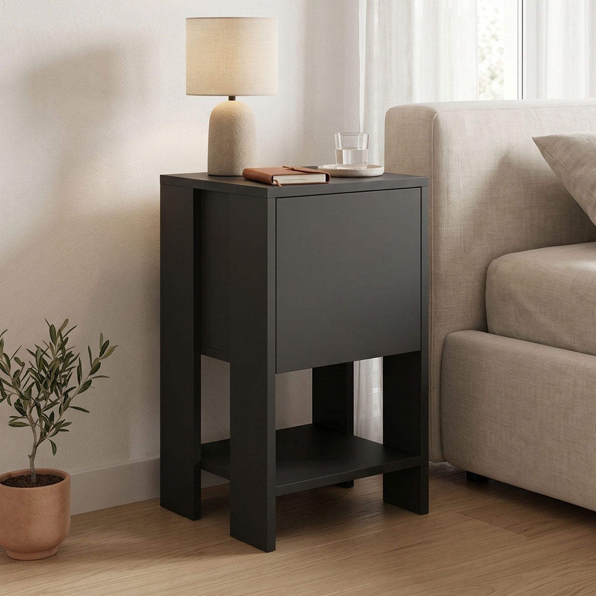 Κομοδίνο Reppo  μαύρο 30x30x55εκ - Pakobazaar