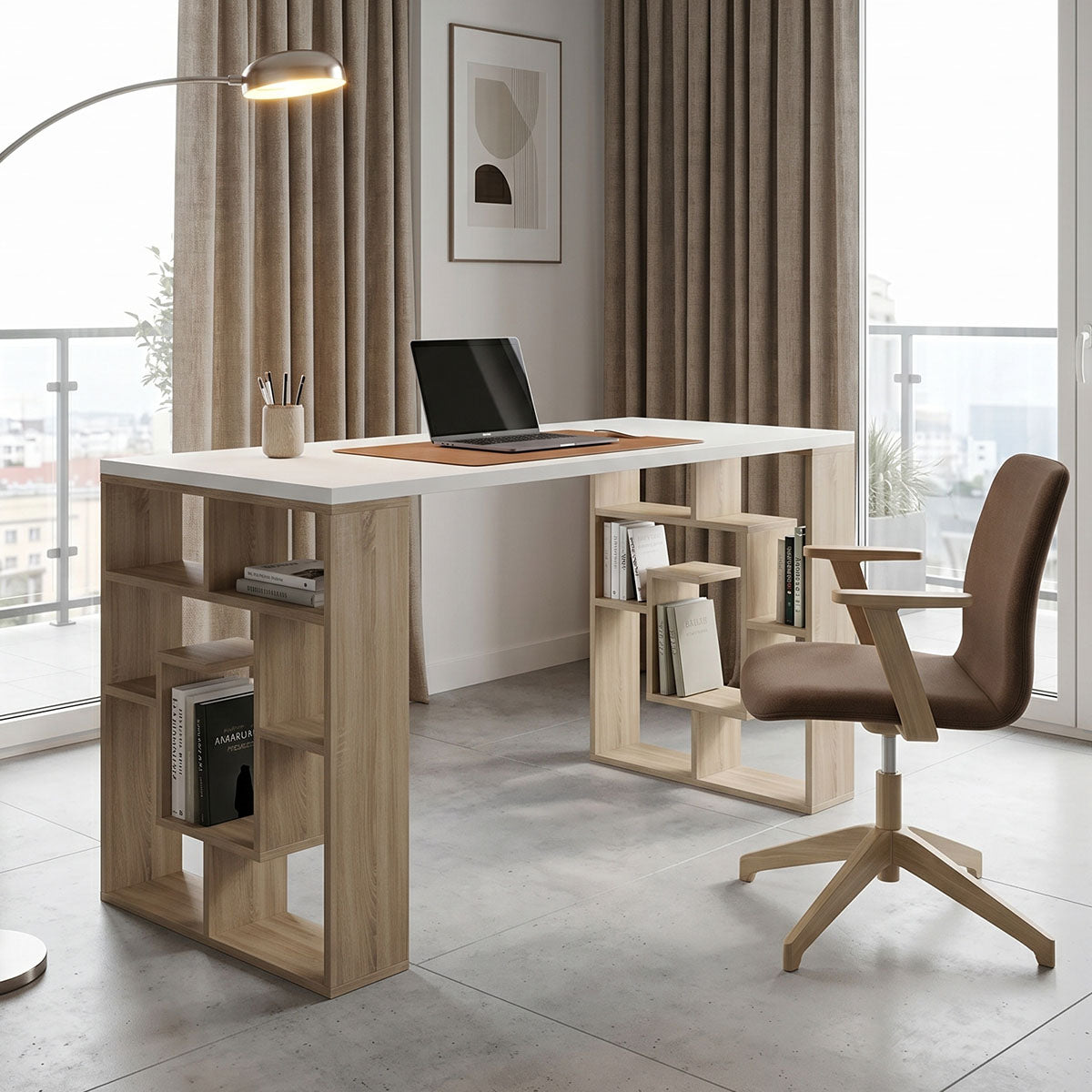 Γραφείο εργασίας Lovet  sonoma-λευκό 140x60x75εκ - Pakobazaar