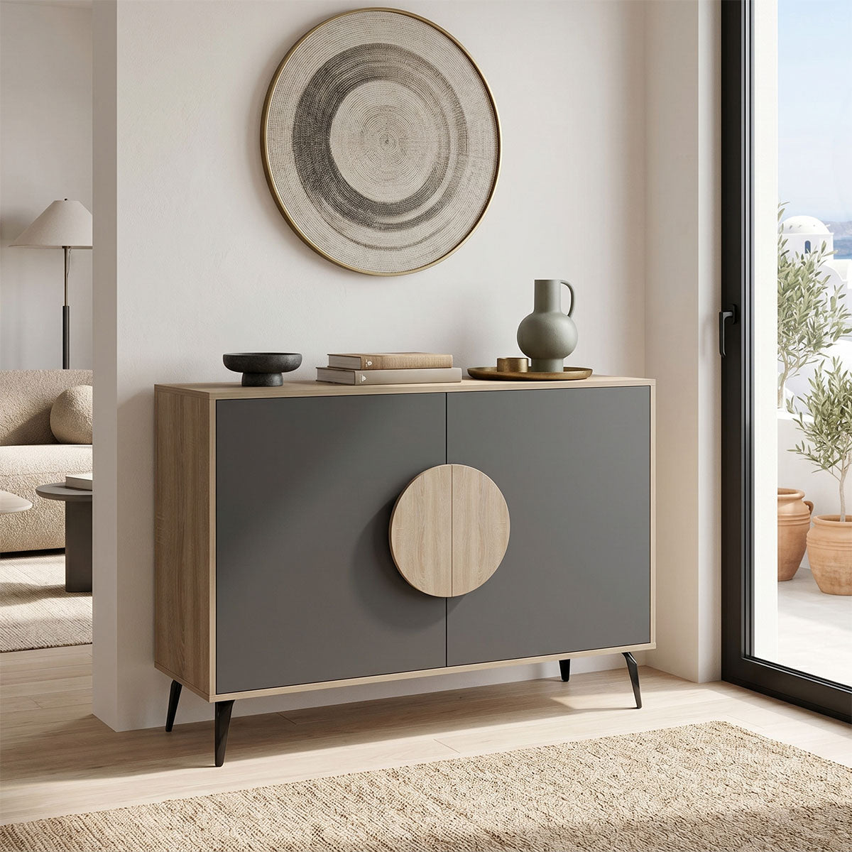 Μπουφές Gora  sonoma-ανθρακί 110x35.5x82εκ - Pakobazaar