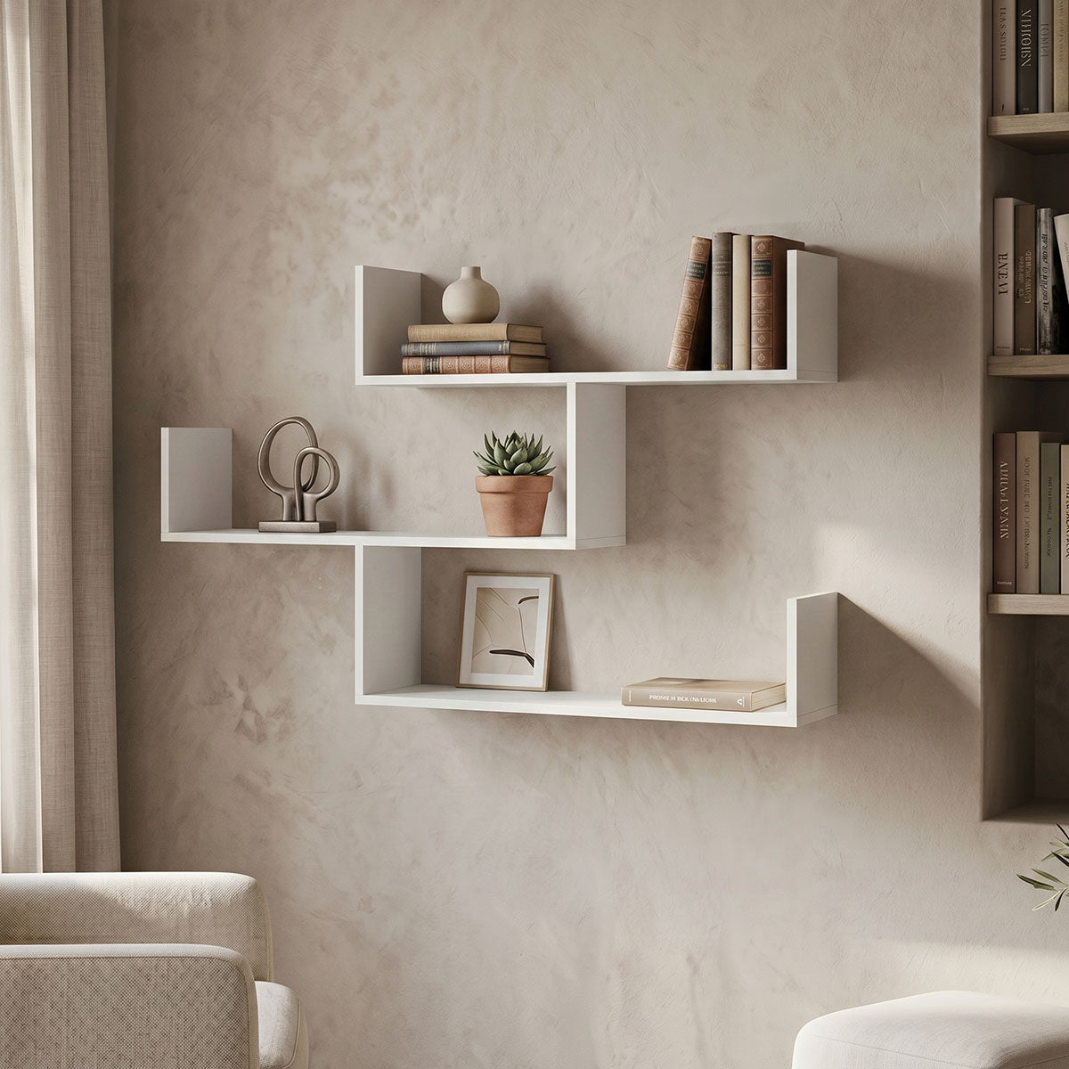 Ραφιέρα τοίχου Tiber  λευκή 120x22x67εκ - Pakobazaar