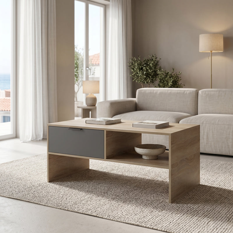 Τραπέζι σαλονιού Felina  sonoma-ανθρακί 100x50x45εκ