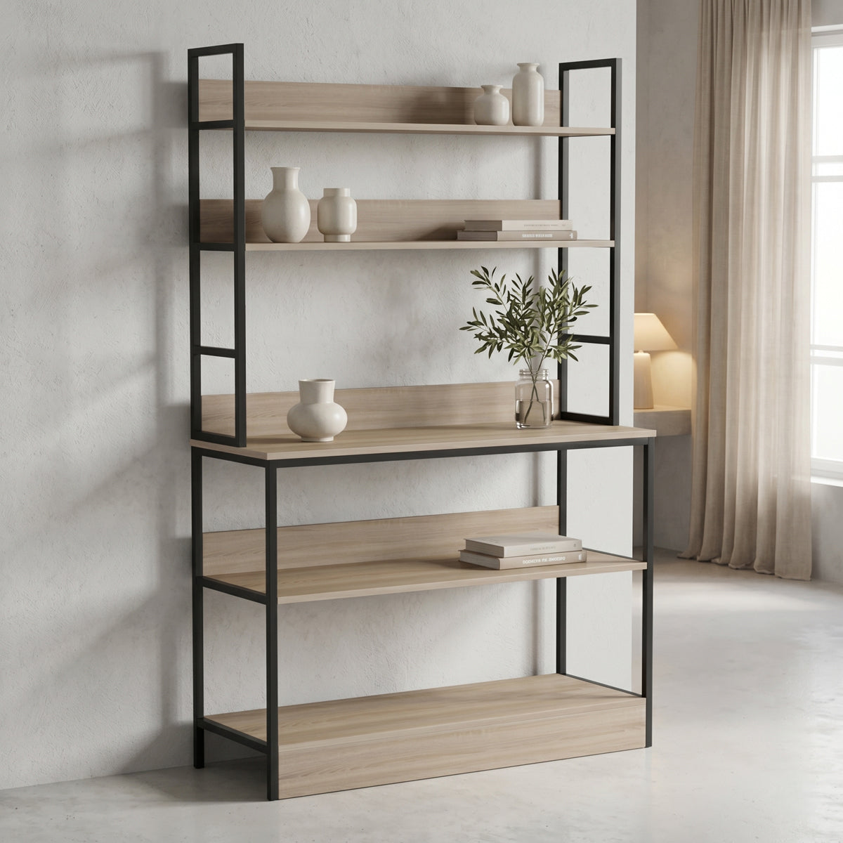 Επιδαπέδια ραφιέρα Oranis  sonoma-μαύρο 105x38x165εκ - Pakobazaar