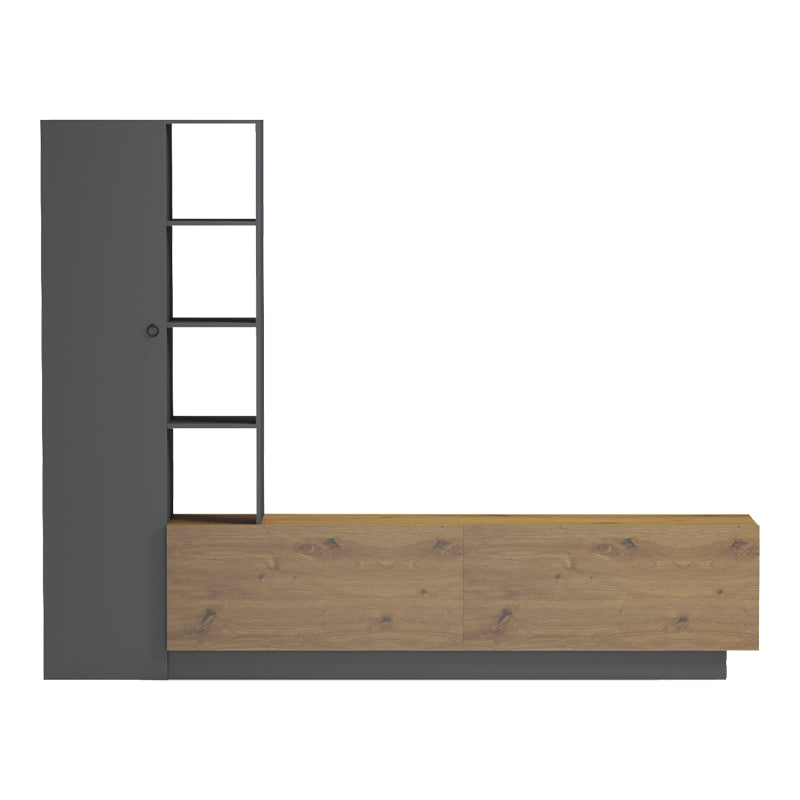 Σύνθετο σαλονιού Tilveo  oak-ανθρακί 230x41.5x180εκ - Pakobazaar