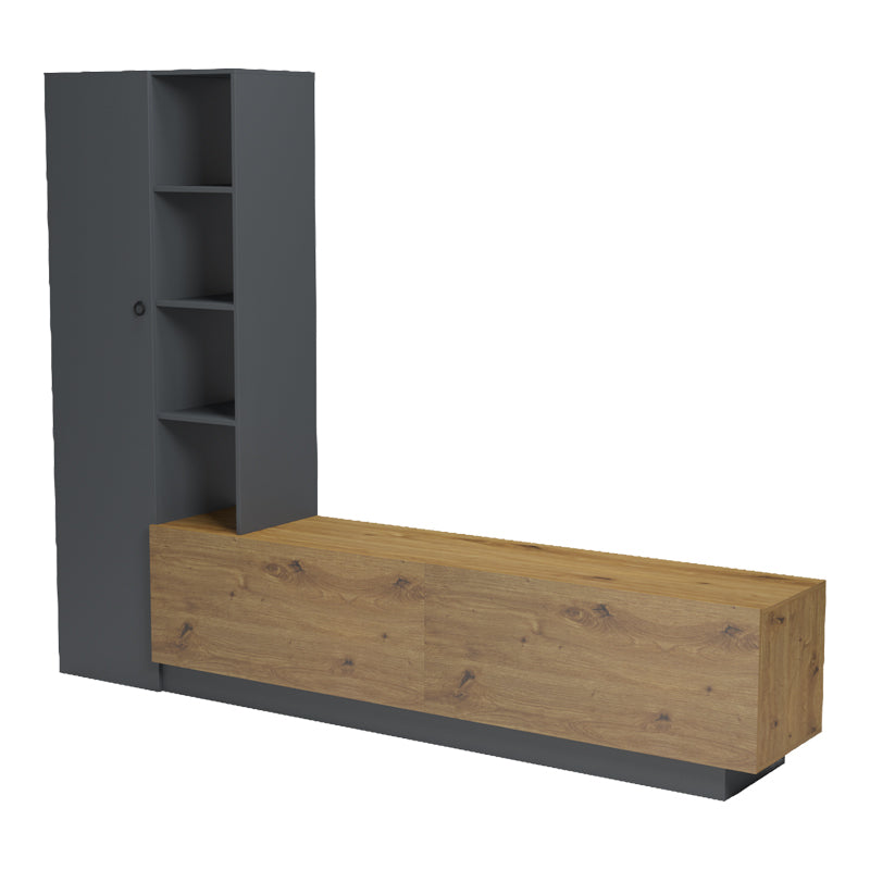 Σύνθετο σαλονιού Tilveo  oak-ανθρακί 230x41.5x180εκ - Pakobazaar