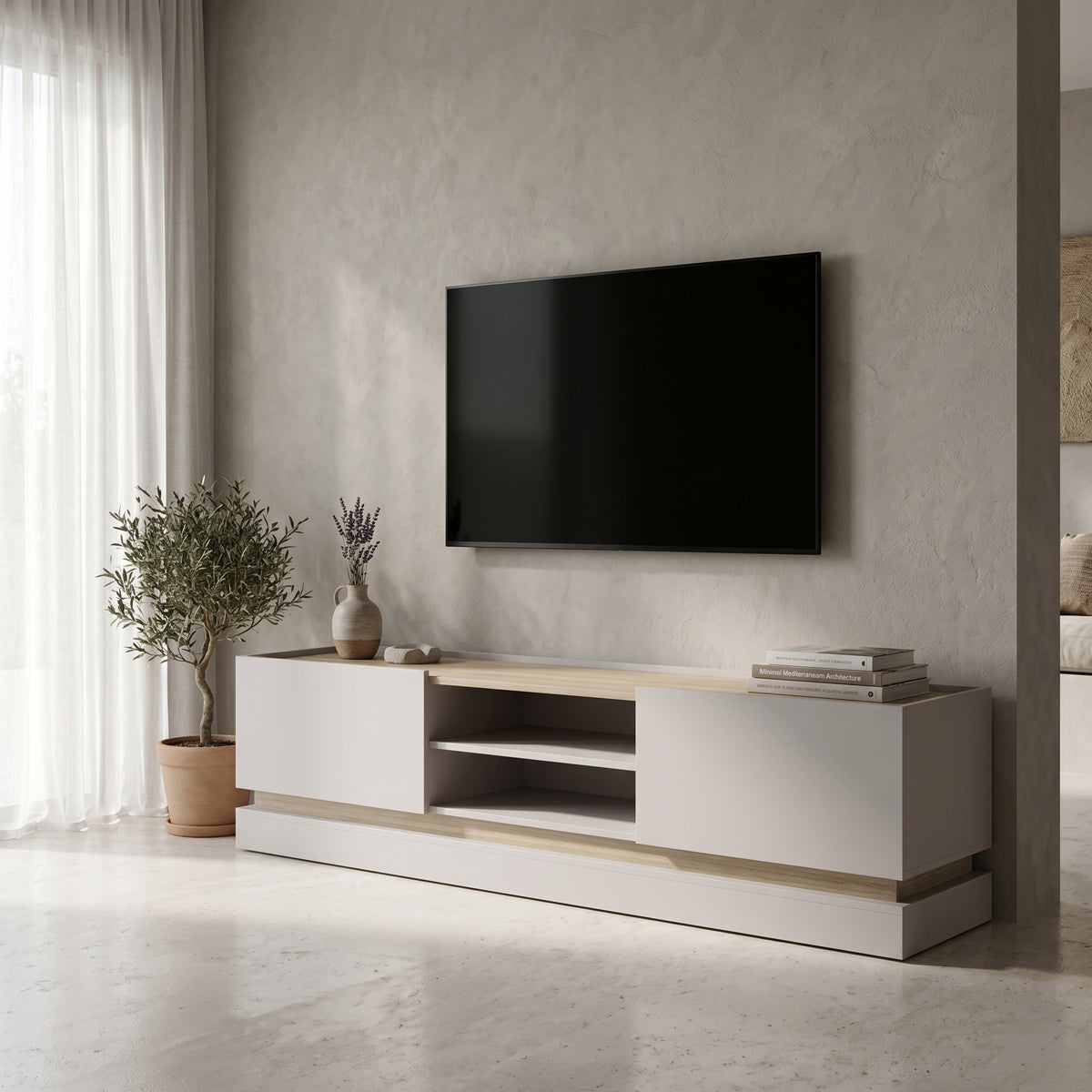 Έπιπλο τηλεόρασης Wendo  γκρι-sonoma 200x37x47εκ - Pakobazaar