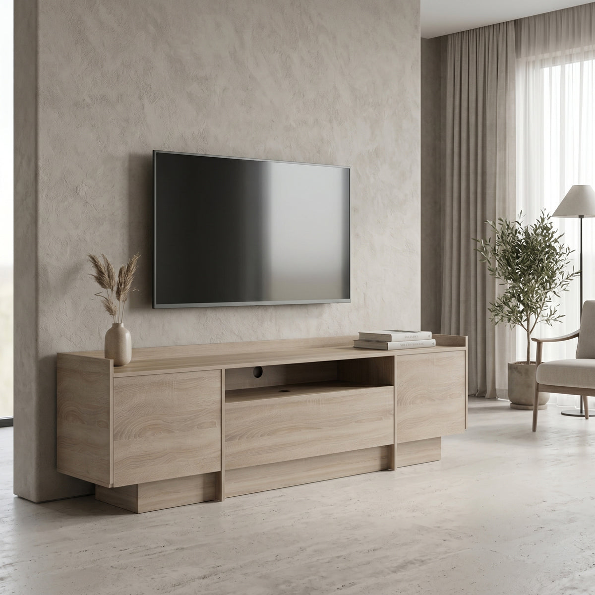 Έπιπλο τηλεόρασης Derden  sonoma 197x38x58εκ