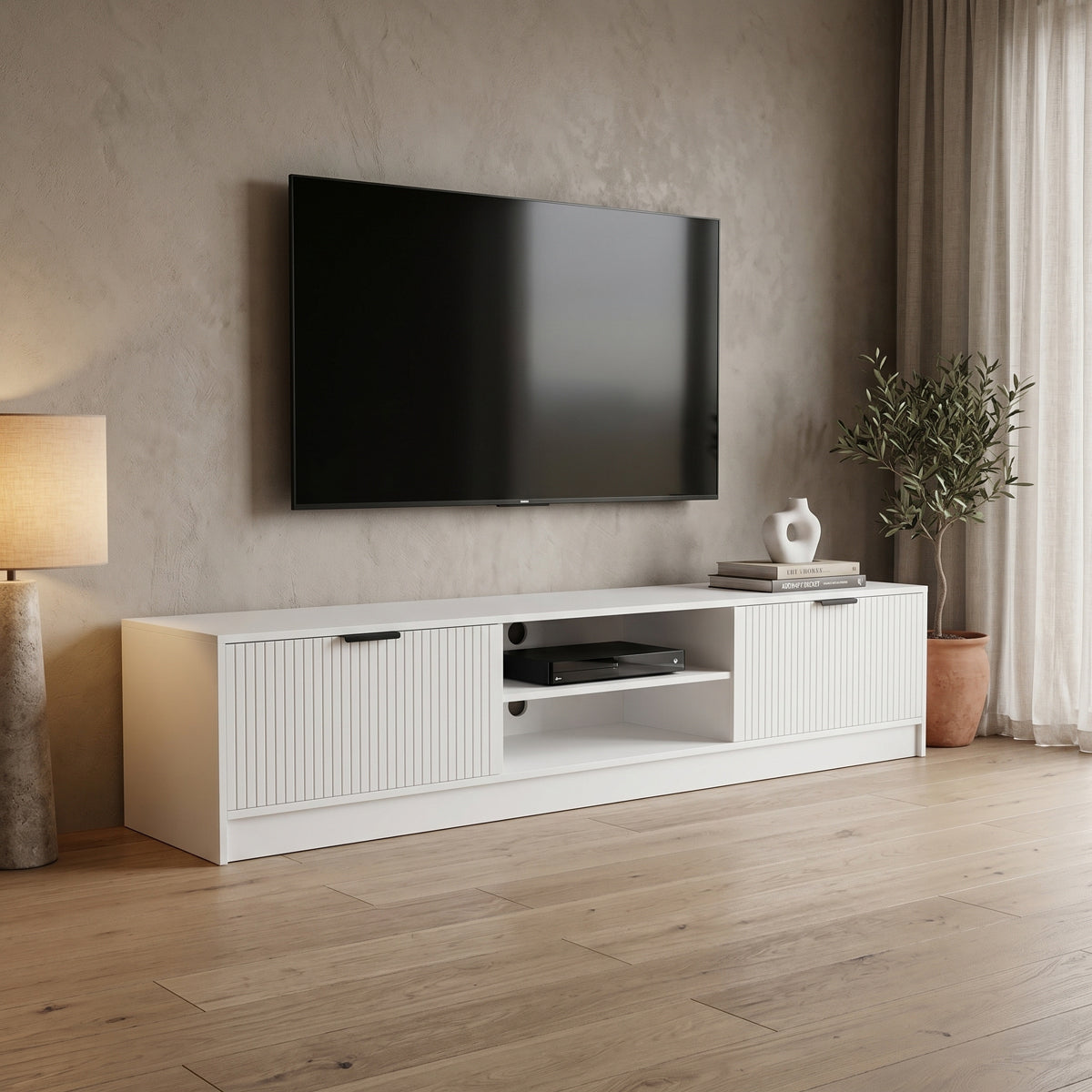 Έπιπλο τηλεόρασης Lemardo  λευκό 180x40x40εκ