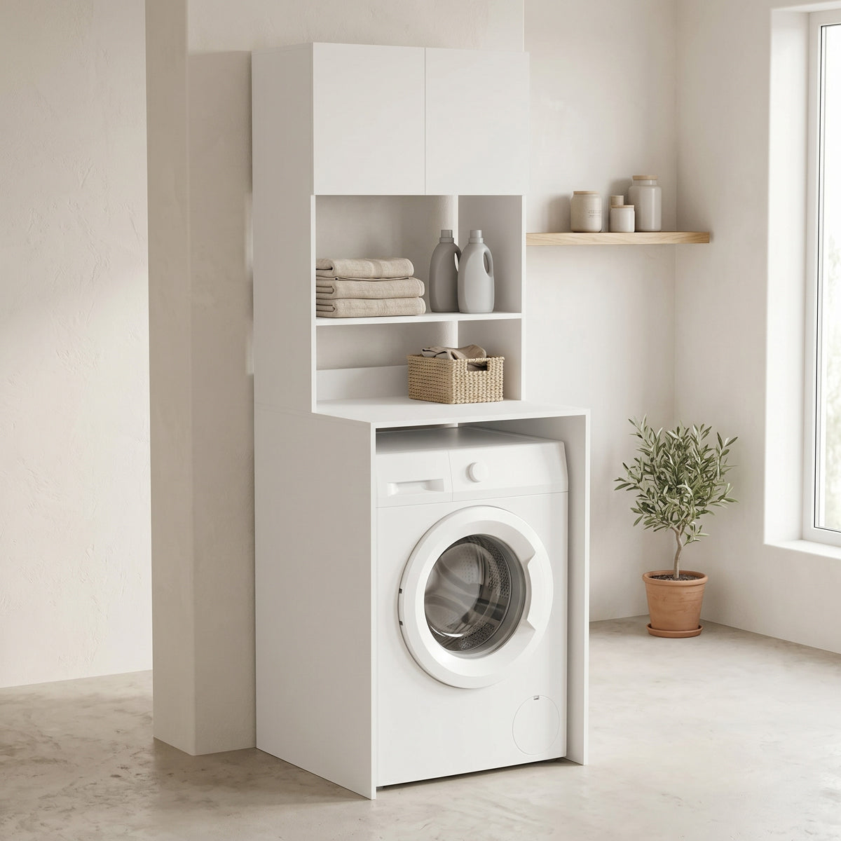 Έπιπλο πλυντηρίου Chaxe  λευκό 65x60x183.6εκ