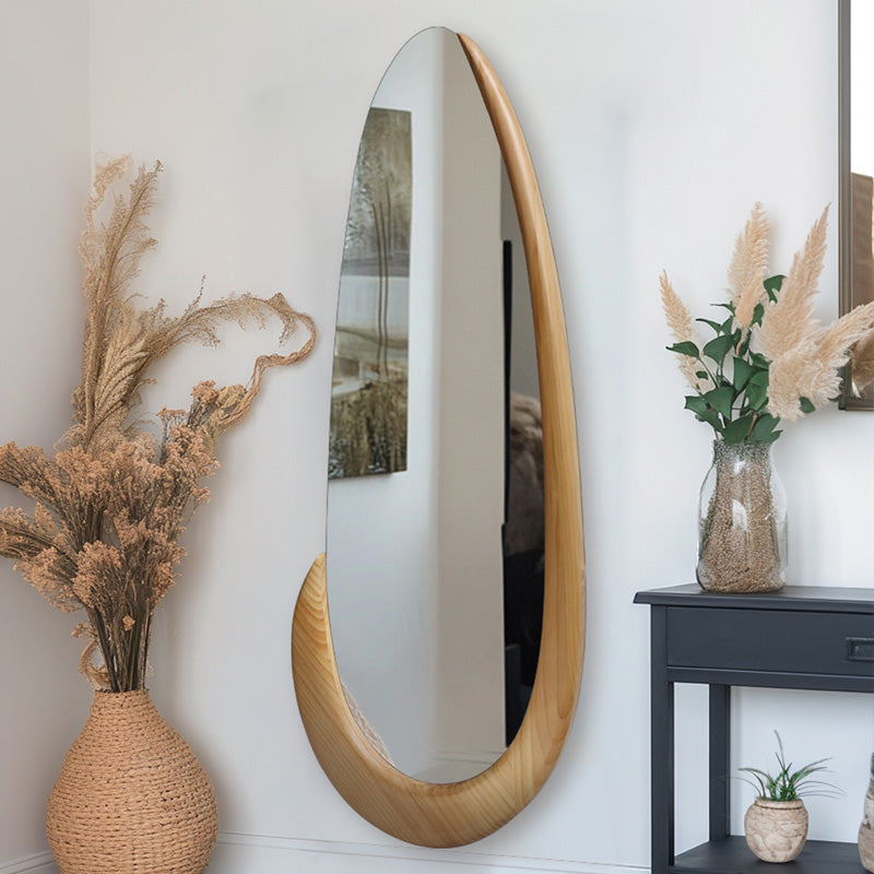 Καθρέπτης οβάλ Marly  mdf σε φυσική απόχρωση 50.5x4x127εκ - Pakobazaar
