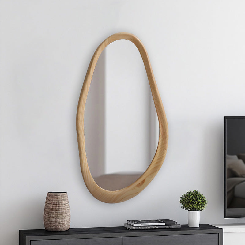 Καθρέπτης οβάλ Baloa  mdf σε φυσική απόχρωση 44x4x80εκ - Pakobazaar
