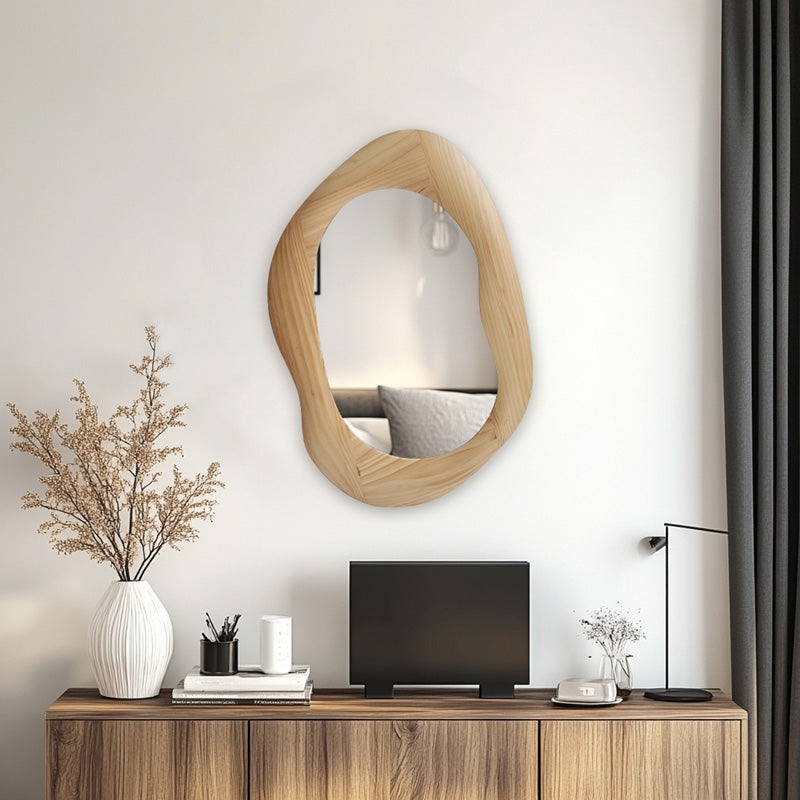 Καθρέπτης οβάλ Enola  mdf σε φυσική απόχρωση 54x2.5x80εκ - Pakobazaar