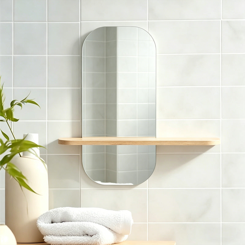 Καθρέπτης Lunaria  MDF σε φυσική απόχρωση 60x11.5x60εκ