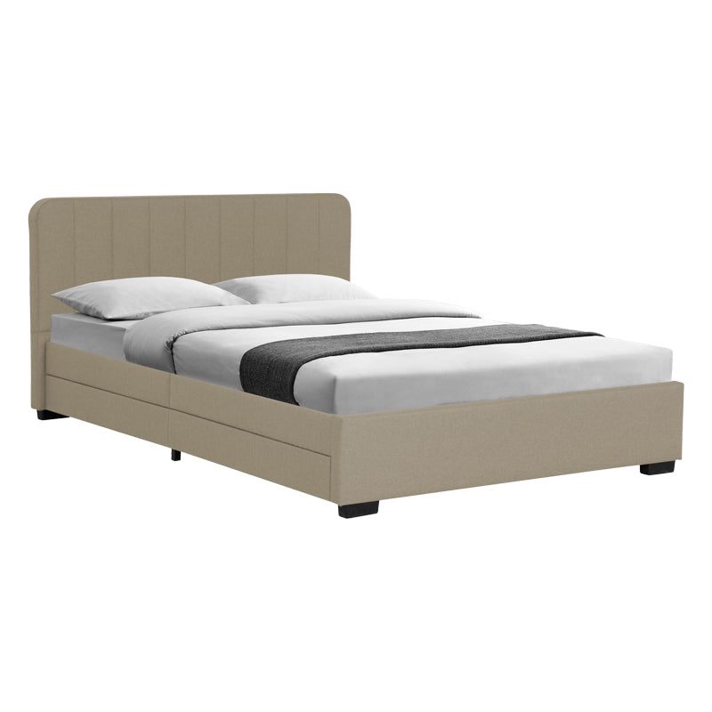 Κρεβάτι Veloty  ύφασμα μπεζ με συρτάρια 150x200εκ - Image 1