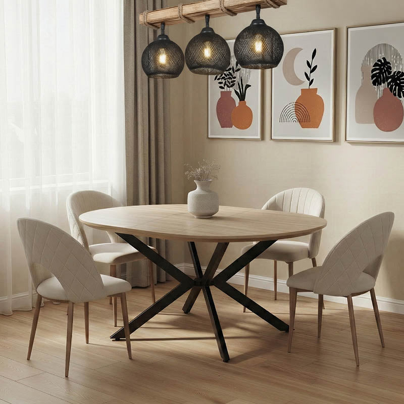Tραπέζι Lydia  MDF επεκτεινόμενο καρυδί-μαύρο 120-160x120x79εκ - Image 2