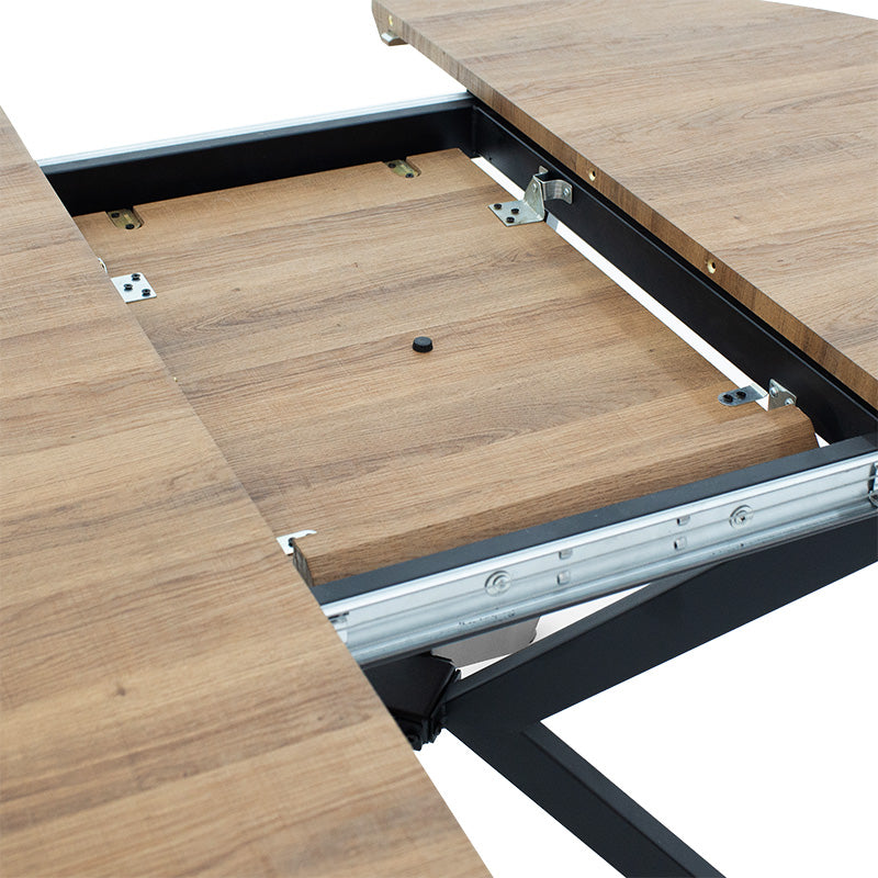 Tραπέζι Lydia  MDF επεκτεινόμενο καρυδί-μαύρο 120-160x120x79εκ - Image 8