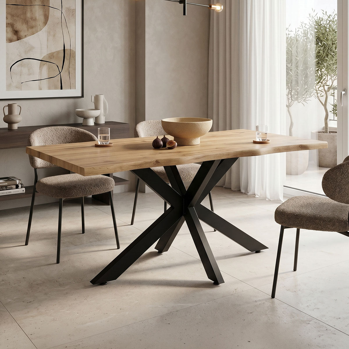 Tραπέζι Gilman  MDF sonoma-μαύρο 150x90x75εκ - Pakobazaar