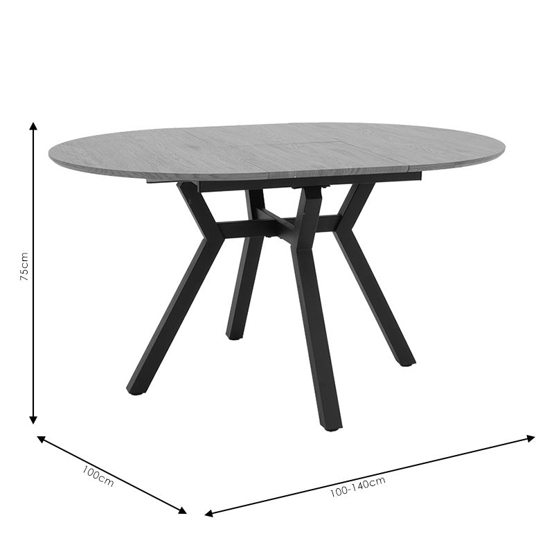 Tραπέζι Frances  επεκτεινόμενο MDF sonoma-μαύρο 100-140x100x75εκ - Pakobazaar