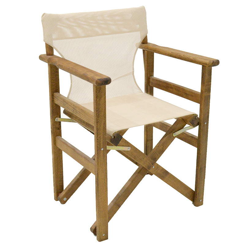 Καρέκλα-πολυθρόνα σκηνοθέτη Retto  μασίφ ξύλο οξιάς καρυδί- πανί εκρού - Pakobazaar