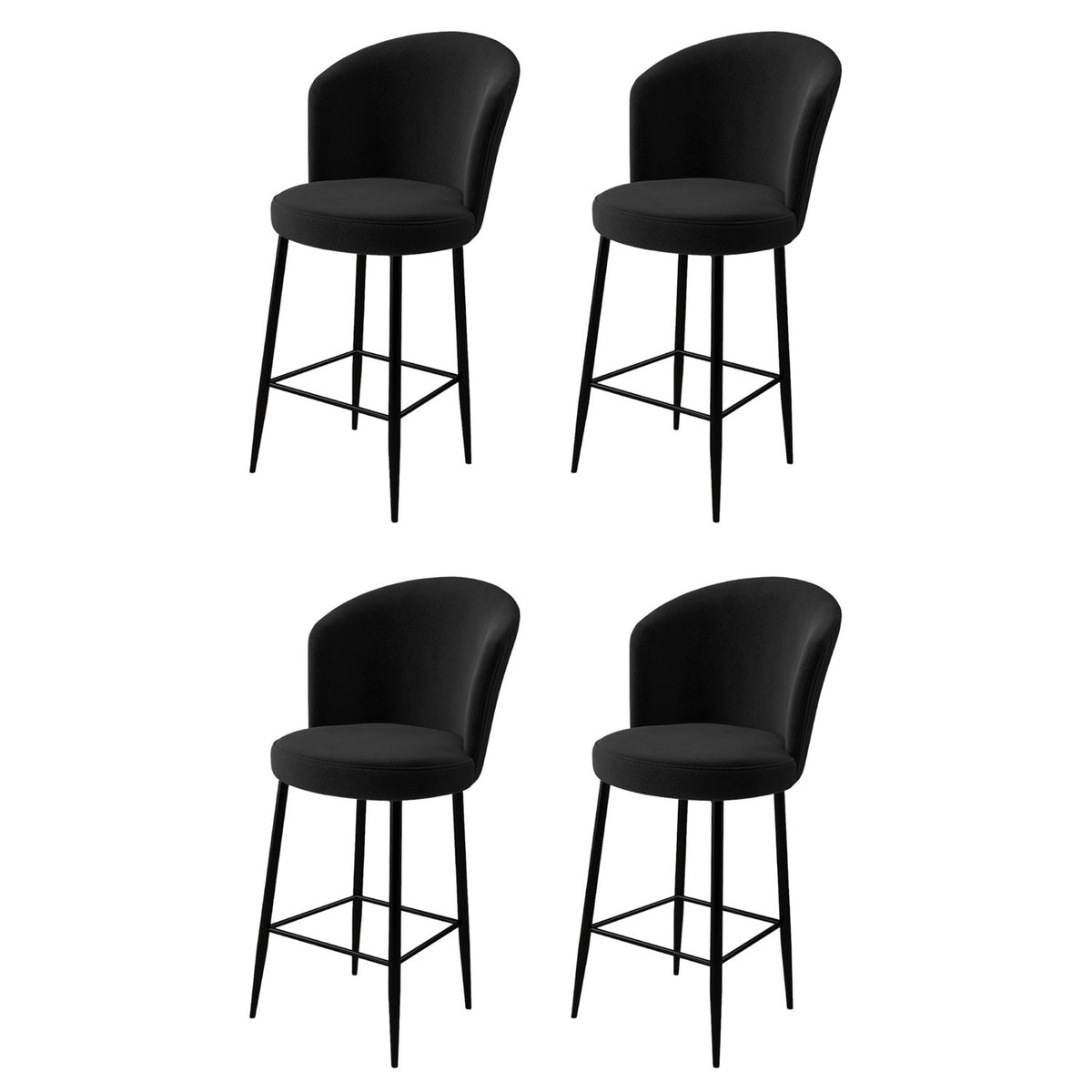 Σετ 4 Σκαμπό Μπαρ Serifos Μαύρο 46x40x107 εκ.