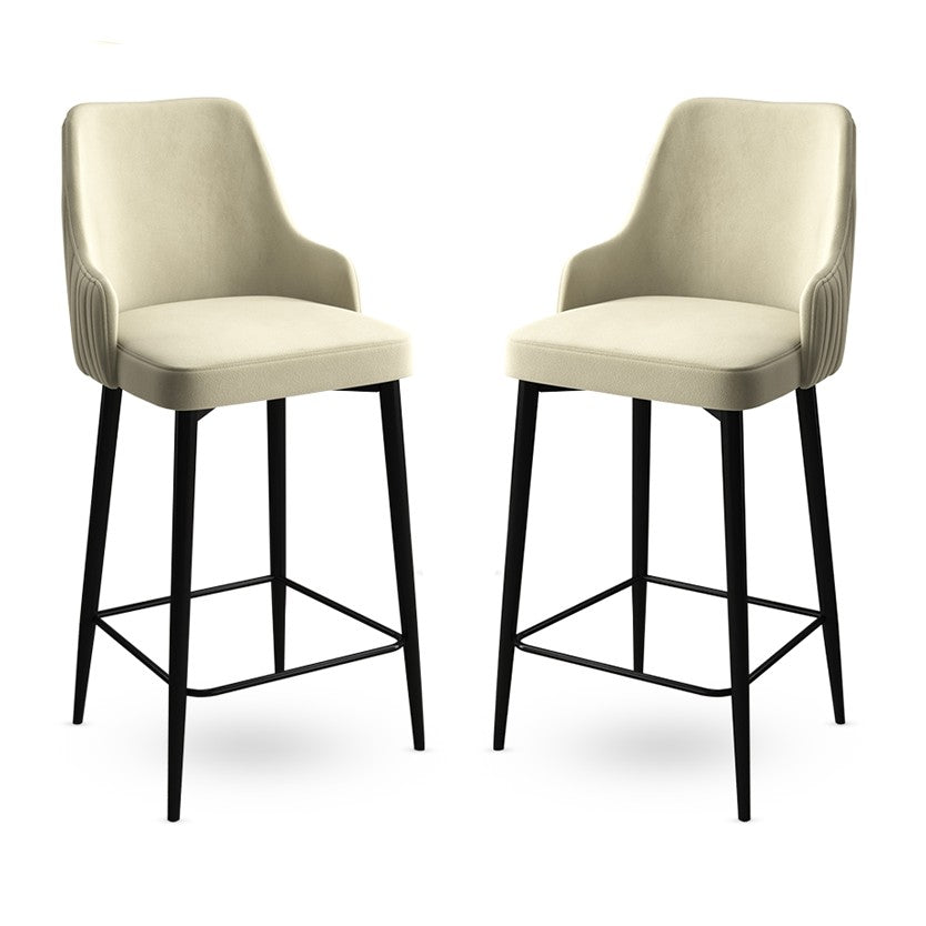 Σετ 2 Σκαμπό Μπαρ Almyros Κρεμ - Μαύρο 45x43x105 εκ. - Pakobazaar