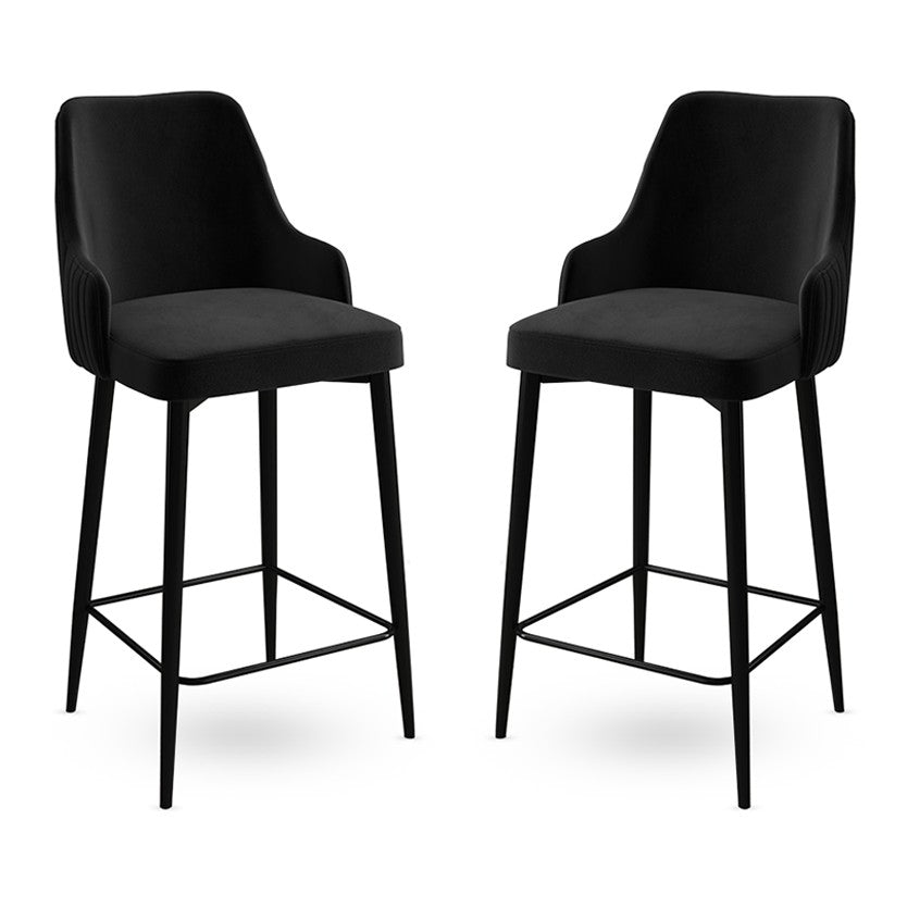 Σετ 2 Σκαμπό Μπαρ Almyros Μαύρο 45x43x105 εκ. - Pakobazaar