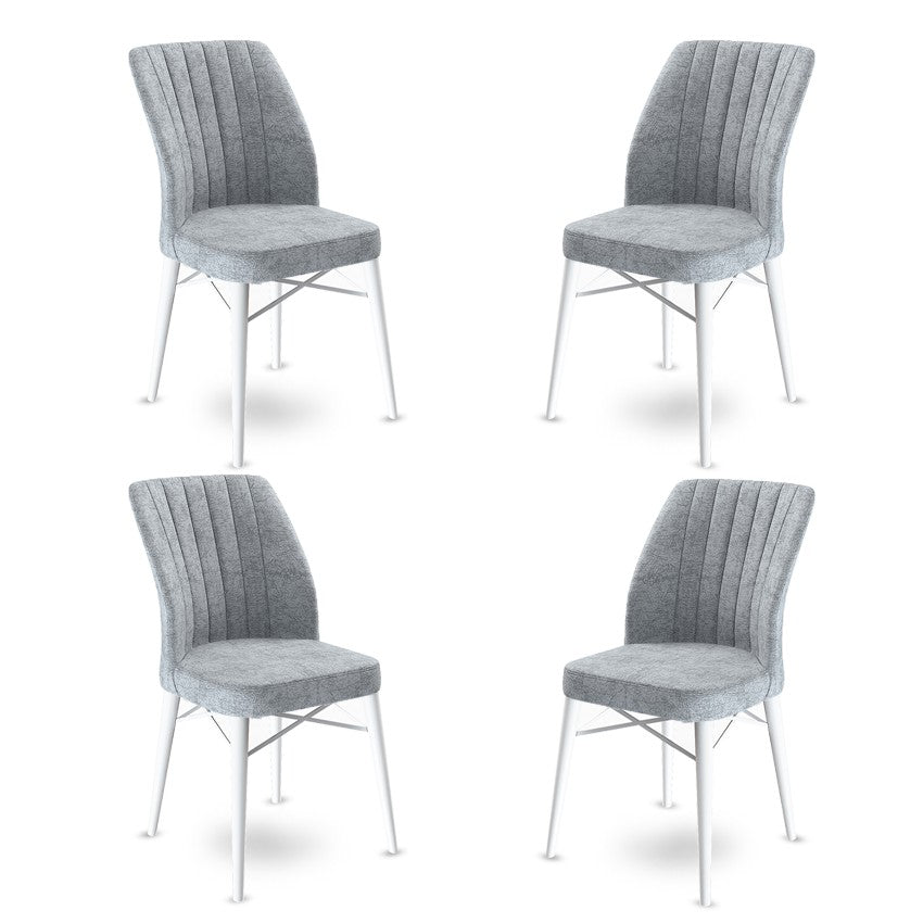 Σετ 4 Καρεκλών Kritinia Γκρι - Λευκό 45x42x93 εκ. - Pakobazaar
