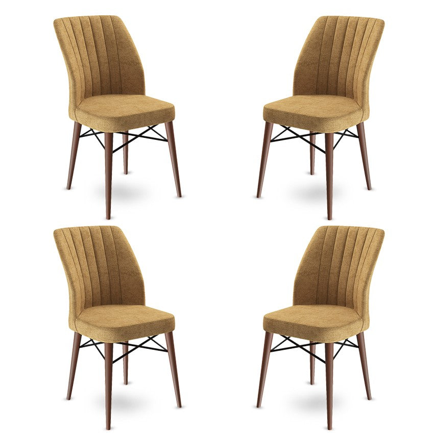 Σετ 4 Καρεκλών Kritinia Καπουτσίνο - Καφέ 45x42x93 εκ. - Pakobazaar
