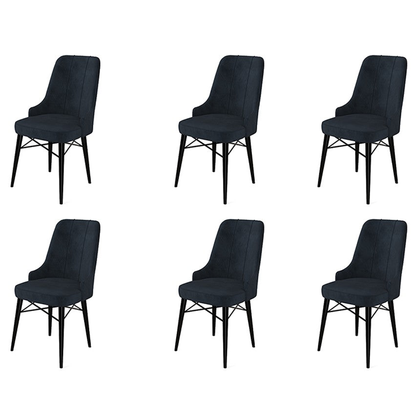 Σετ 6 Καρεκλών Platana Ανθρακί - Μαύρο 46x46x94 εκ.